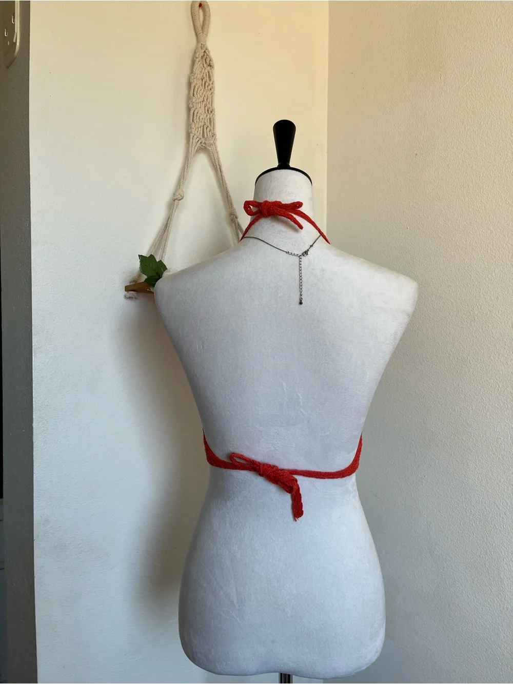 Orangish Red Crochet Halter Crop Top size small